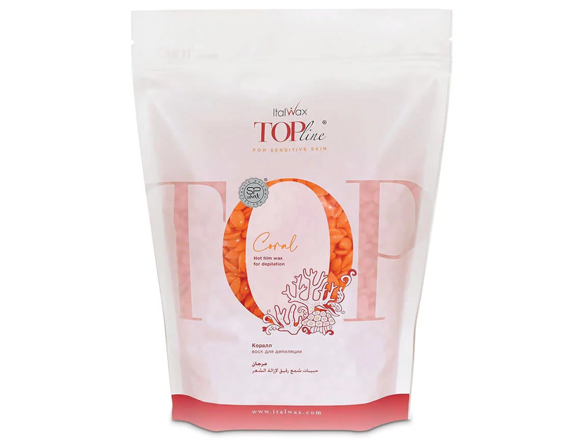 Italwax Top Line Film Wax 750 גרם, צבע קורל