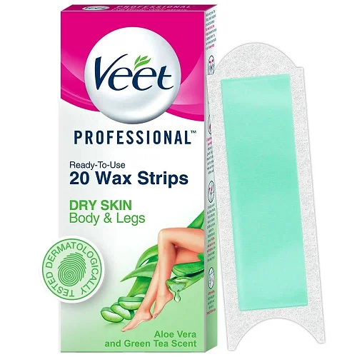 רצועות שעווה מקצועיות של Veet להסרת שיער לעור יבש, 20 רצועות