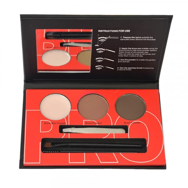 ערכת גבות: פודרה, שעווה, פינצטה, מברשת - Brow Professional מס' 1