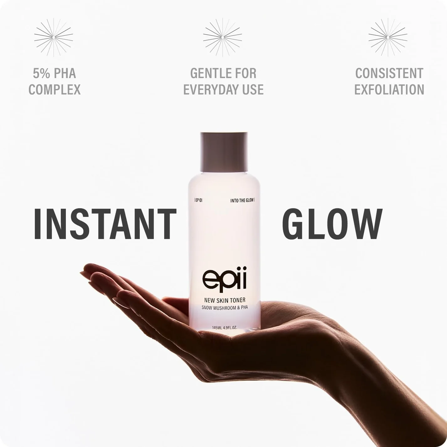 Epii New Skin Skin Moisturizing Toner Exfoliating Toner with Snow Mushroom ו-PHA - 145 מ"ל 2