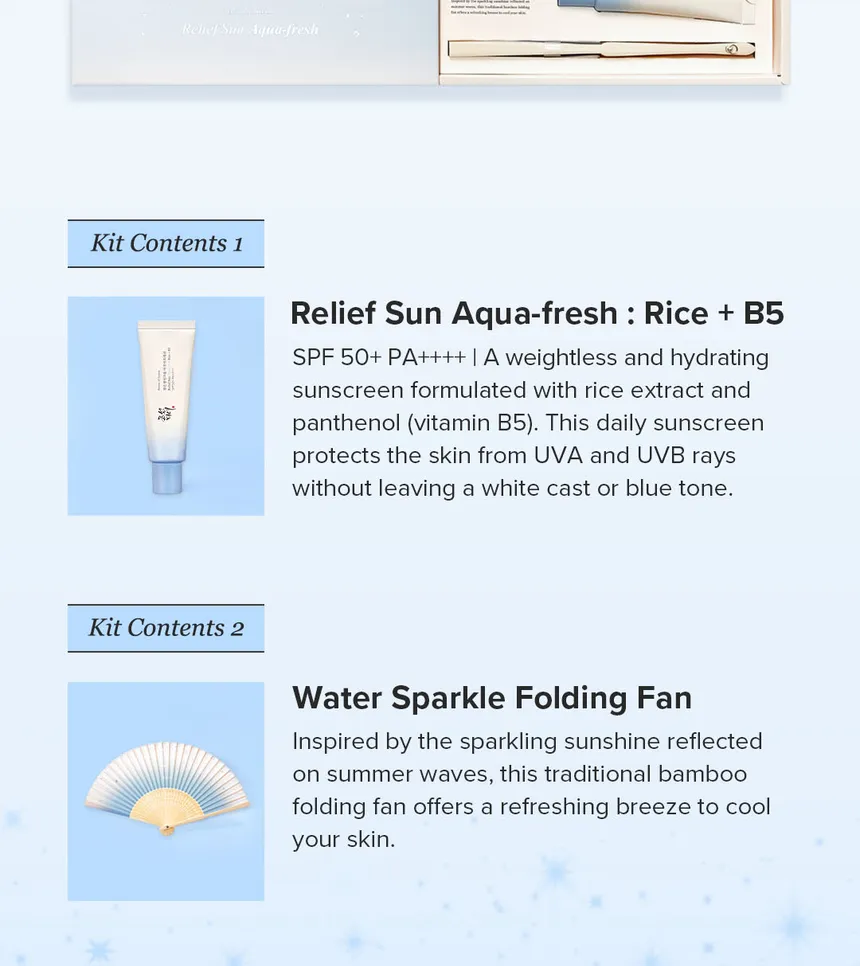 Beauty of Joseon Relief Aqua-fresh : סט אורז + B5 50 מ"ל+50 מ"ל+ מאוורר 7