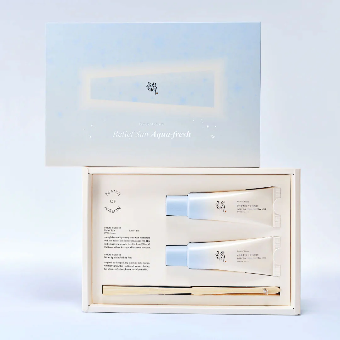 Beauty of Joseon Relief Aqua-fresh : סט אורז + B5 50 מ"ל+50 מ"ל+ מאוורר 9