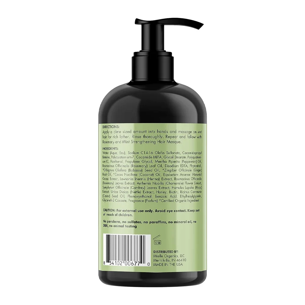 שמפו לחיזוק שיער Mili Organics עם רוזמרין ונענע 355 גרם 3