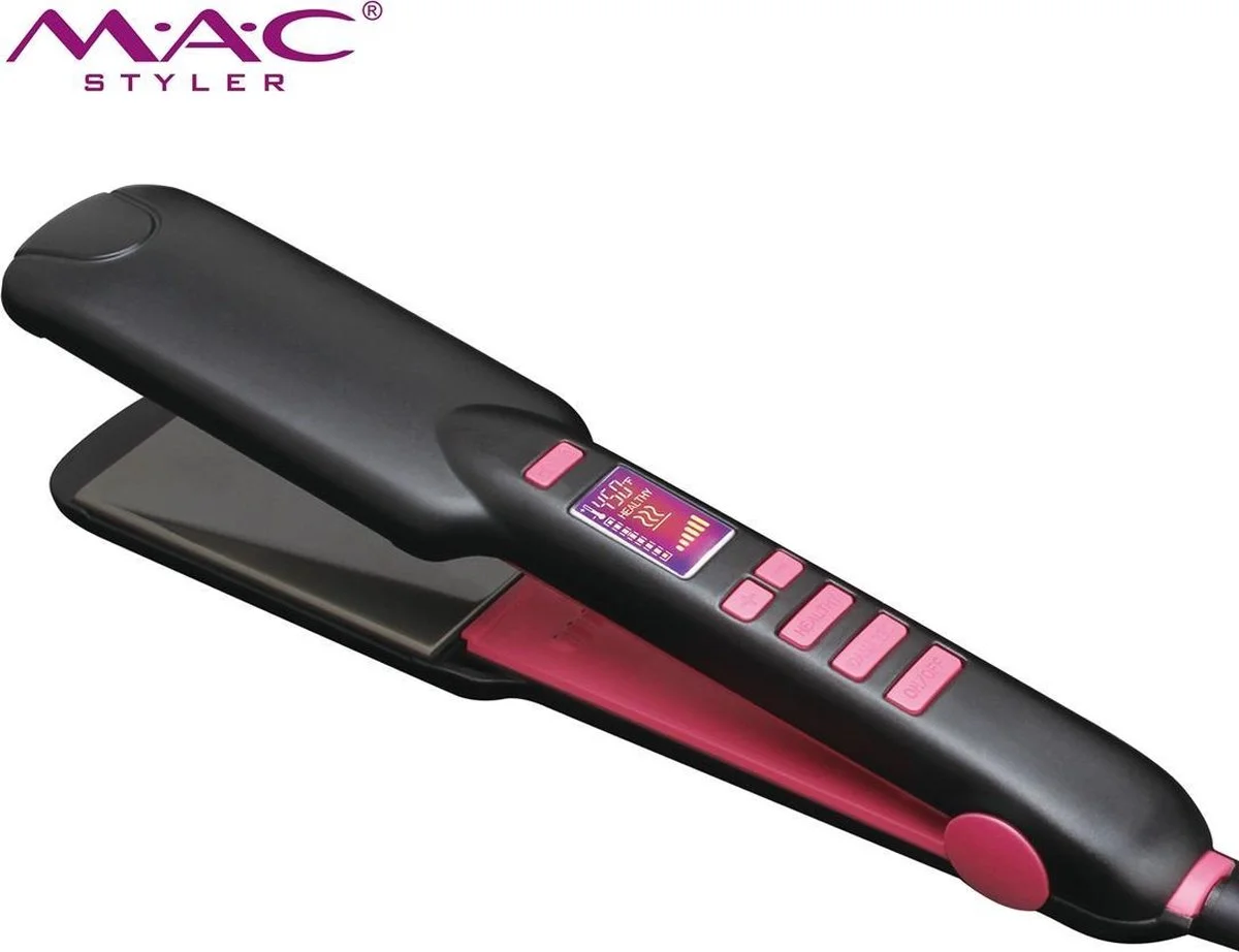 מחליק שיער טיטניום M.A.C עם צלחות קרמיות - ורוד 3