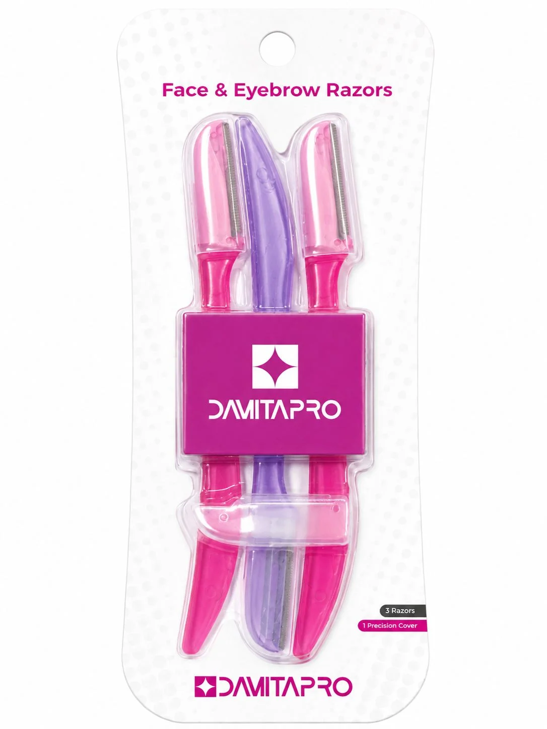 סכיני גילוח לפנים וגבות, 3 להבים DAMITA BRO + כלי עיצוב