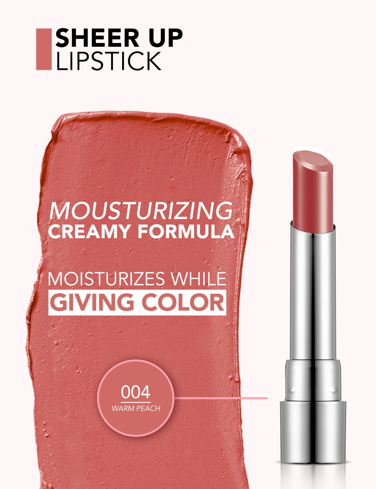 flormar Sheer Up Lipstick 004 Warm Peach 4