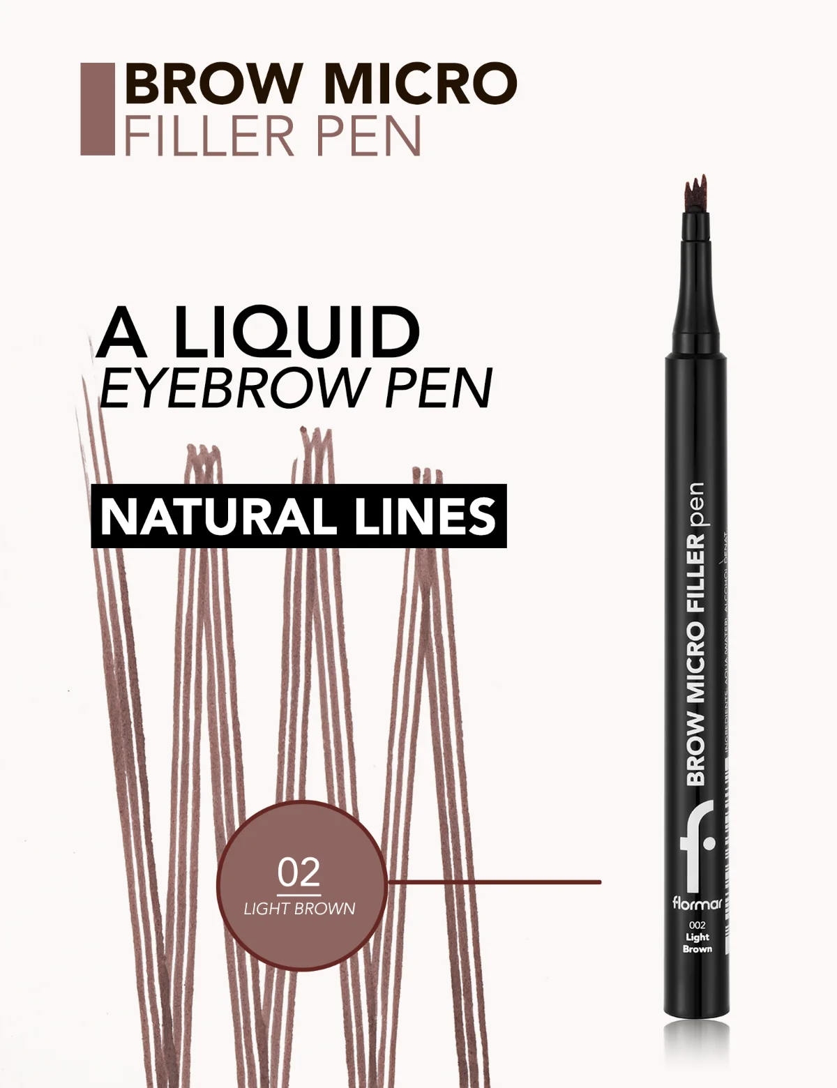 flormar Brow Micro Filler Pen 002 חום בהיר 3