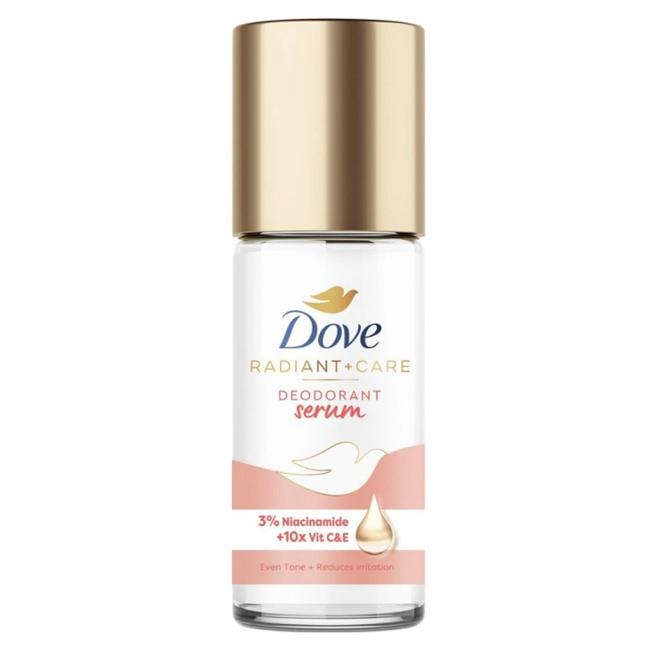 דאודורנט סרום של Dove Radiant+Care עם 3% ניאצינמיד + 10X ויטמינים C ו-E